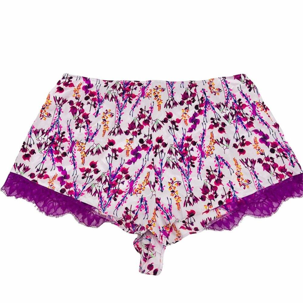 Victoria's Secret Colorful Satin Sleep Short Lace Trim Womens Large